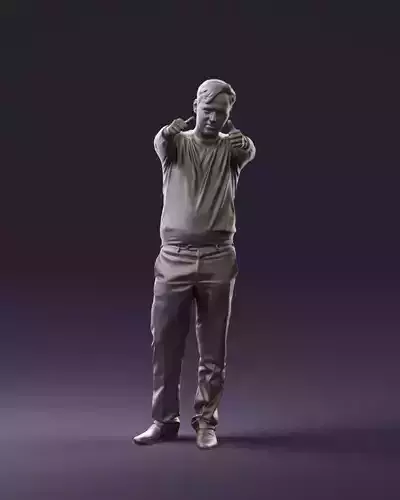 Man in blue top holding hans as photographer 0838 3D Print Ready 3D print model