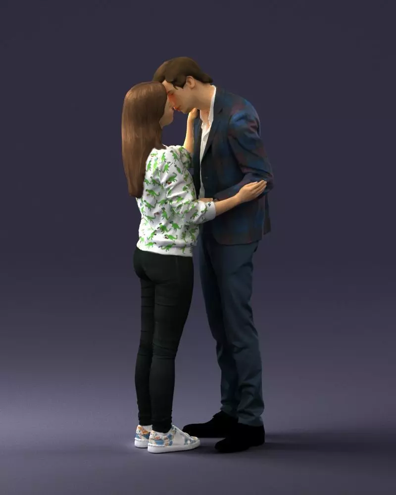 000444 Realistic Young Couple Embracing 3dp 3D print model