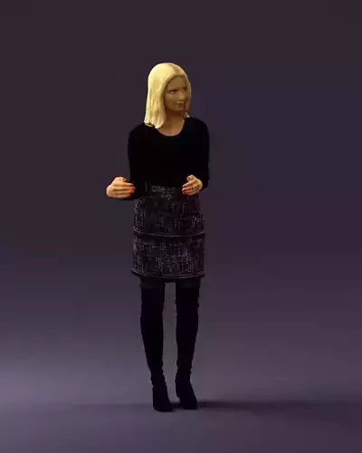 Woman in black yellow hairs 0412 3D Print ready