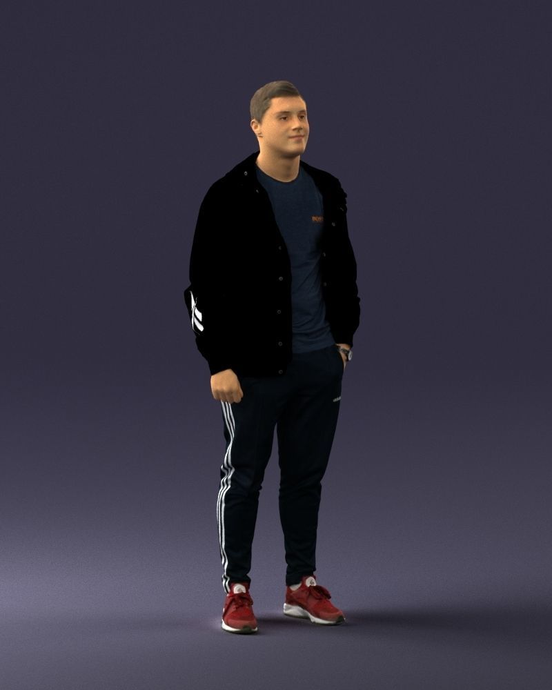 Man in a black tracksuit 0274 3D model_6