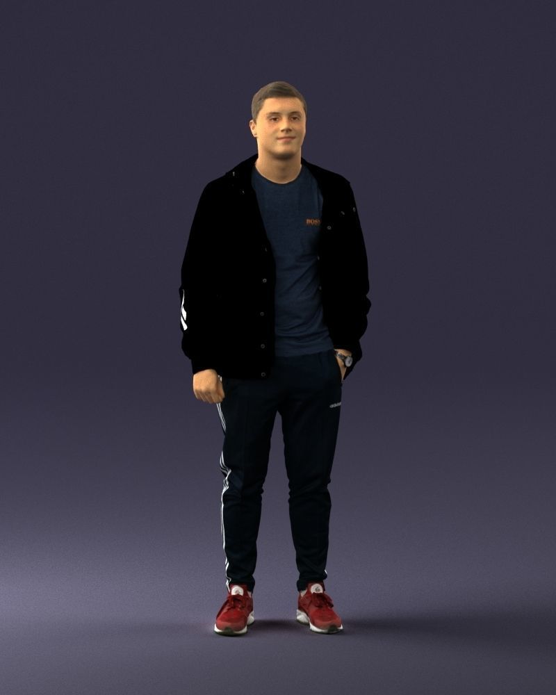 Man in a black tracksuit 0274 3D model_3