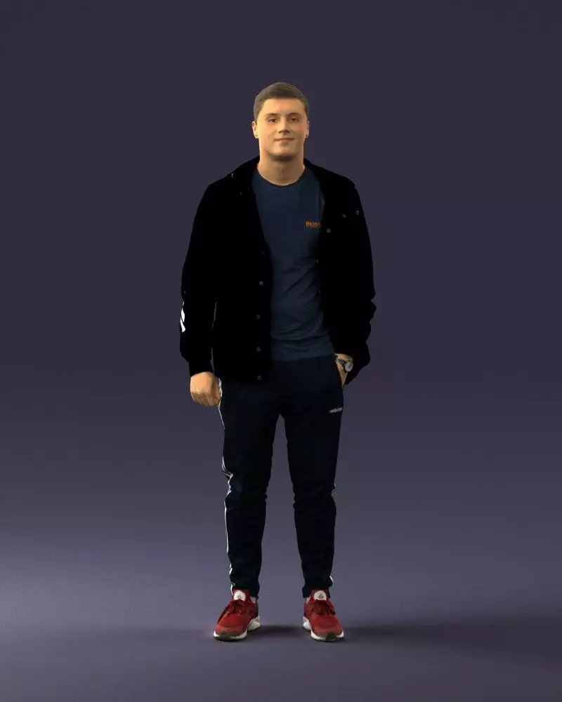 Man in a black tracksuit 0274 3D model_0