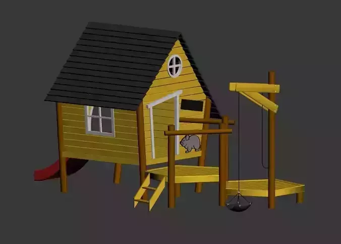 children basin wooden playhouse 3d model