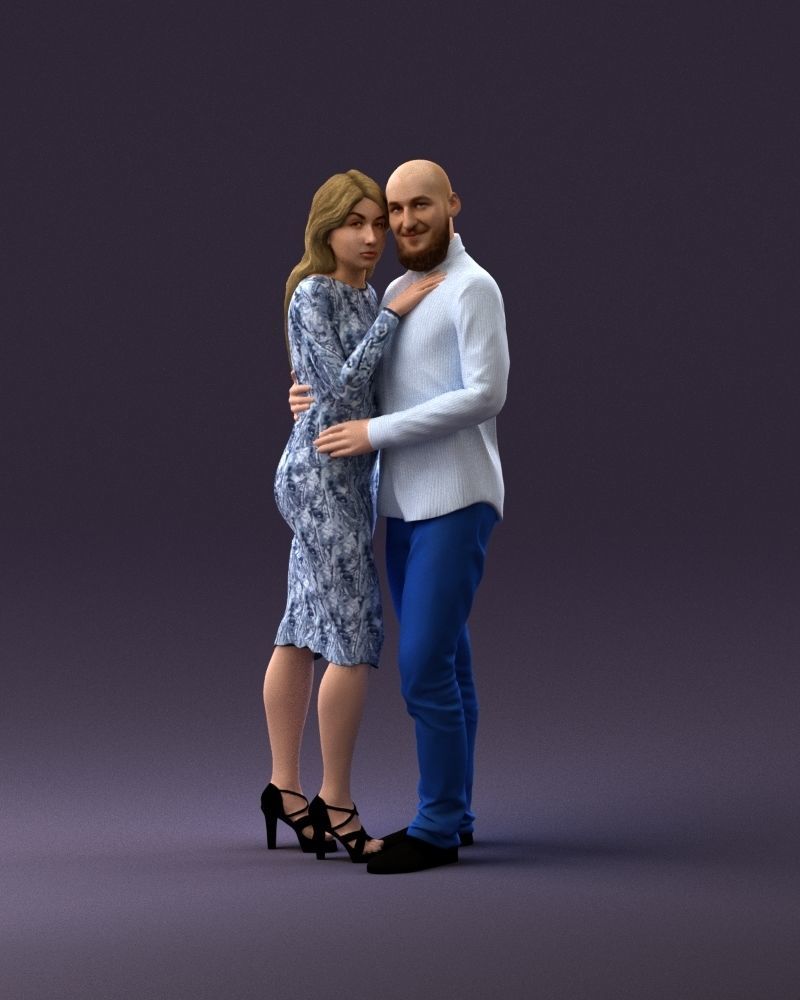 001051 man in white top blue pants and woman 3D Print Ready 3D print model_12