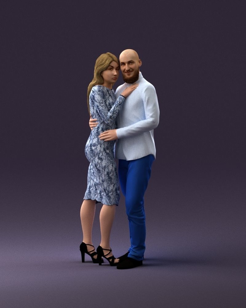 001051 man in white top blue pants and woman 3D Print Ready 3D print model_13