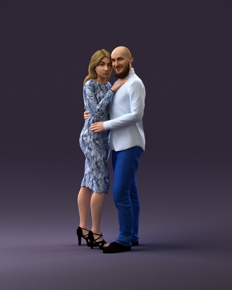 001051 man in white top blue pants and woman 3D Print Ready 3D print model_23
