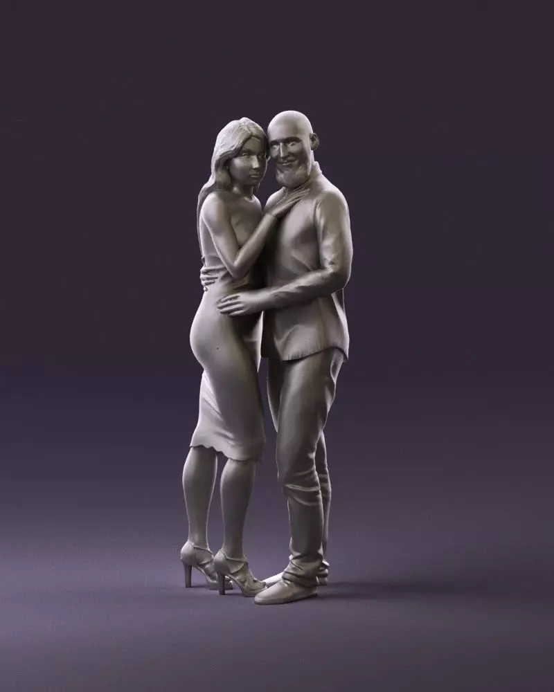001051 man in white top blue pants and woman 3D Print Ready 3D print model_0