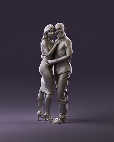 001051 man in white top blue pants and woman 3D Print Ready 3D print model