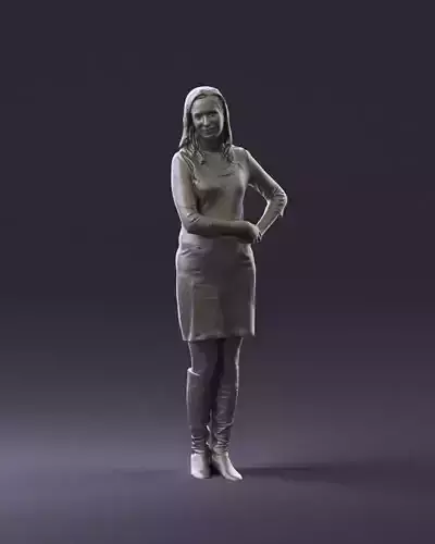 Woman in blackgray dress hand on side 0863 3D Print Ready