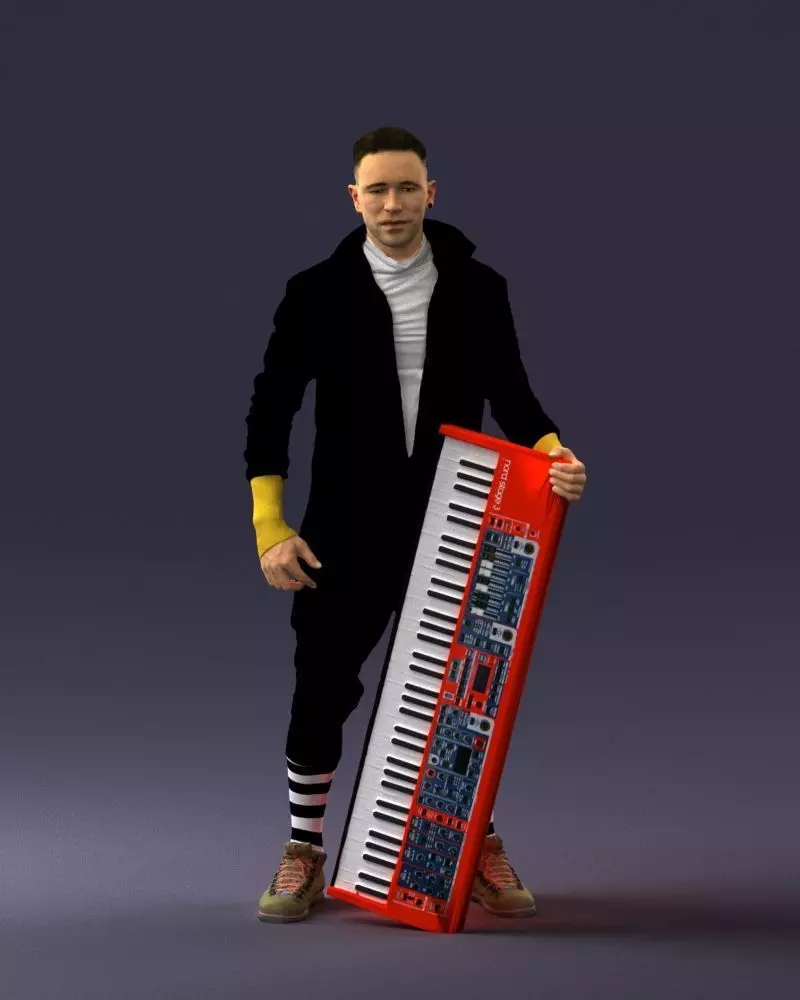 000248 Man with Keyboard Realistic Musician Character 0118 3D model