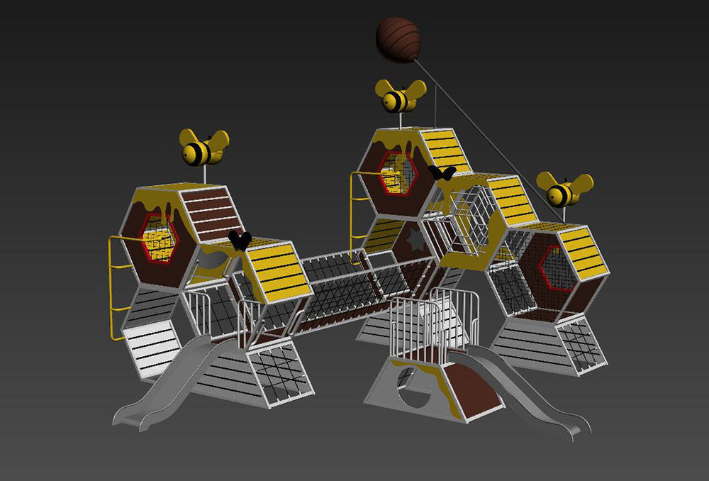 combine children honeycomb series play equipment 3D model_3