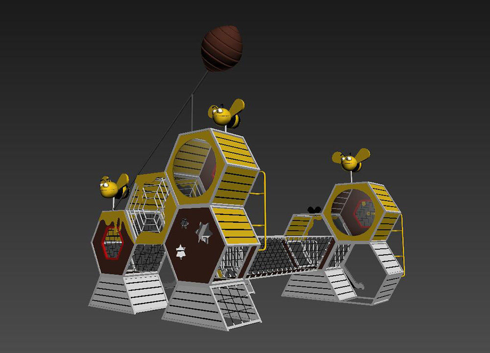 combine children honeycomb series play equipment 3D model_5