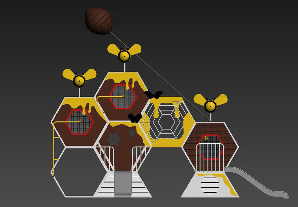 combine children honeycomb series play equipment 3D model_4