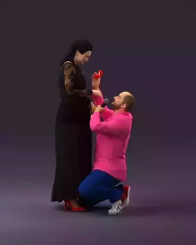 001059 man on knees making  an offer of marriage 3D model