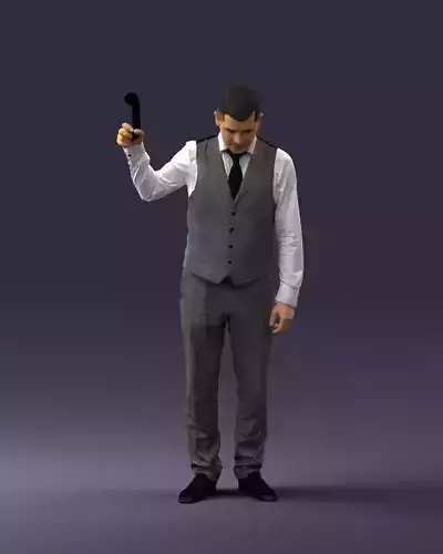 Young man in vest and trousers 0455 3D print ready