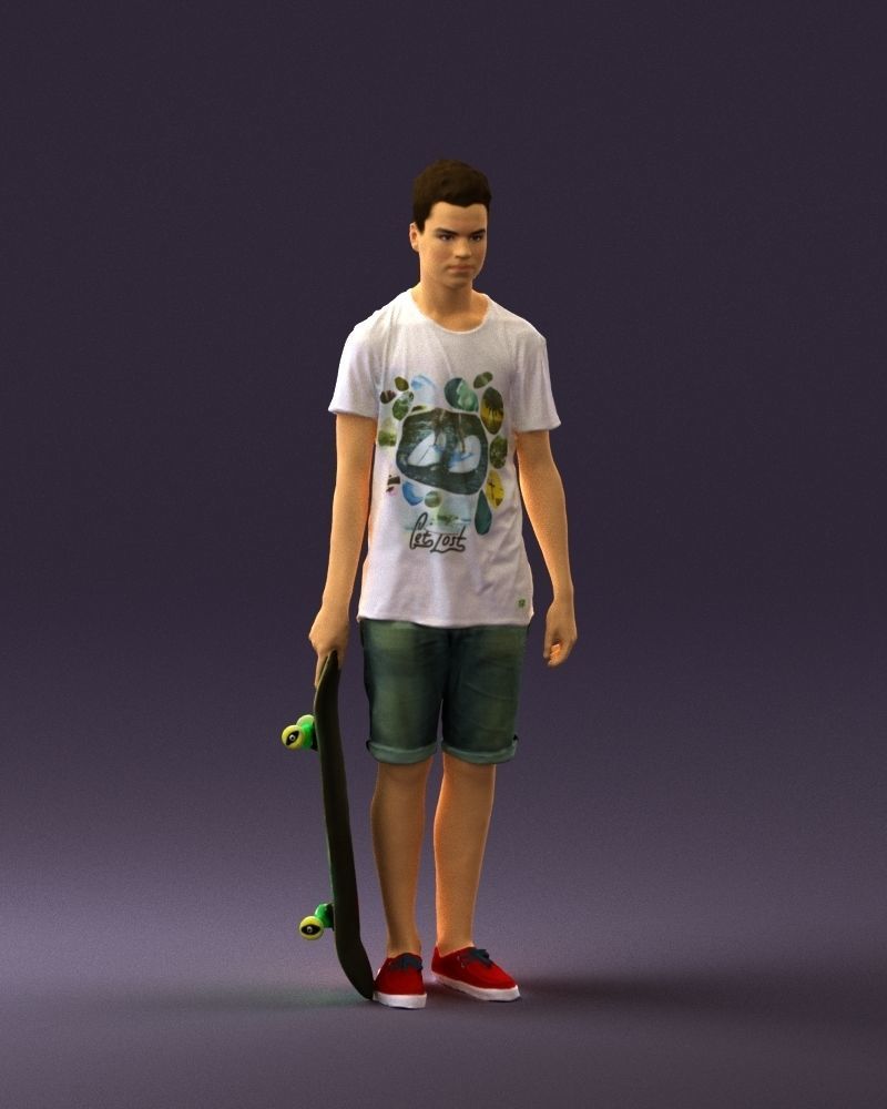 Junior with skateboard 0795 3D model_3