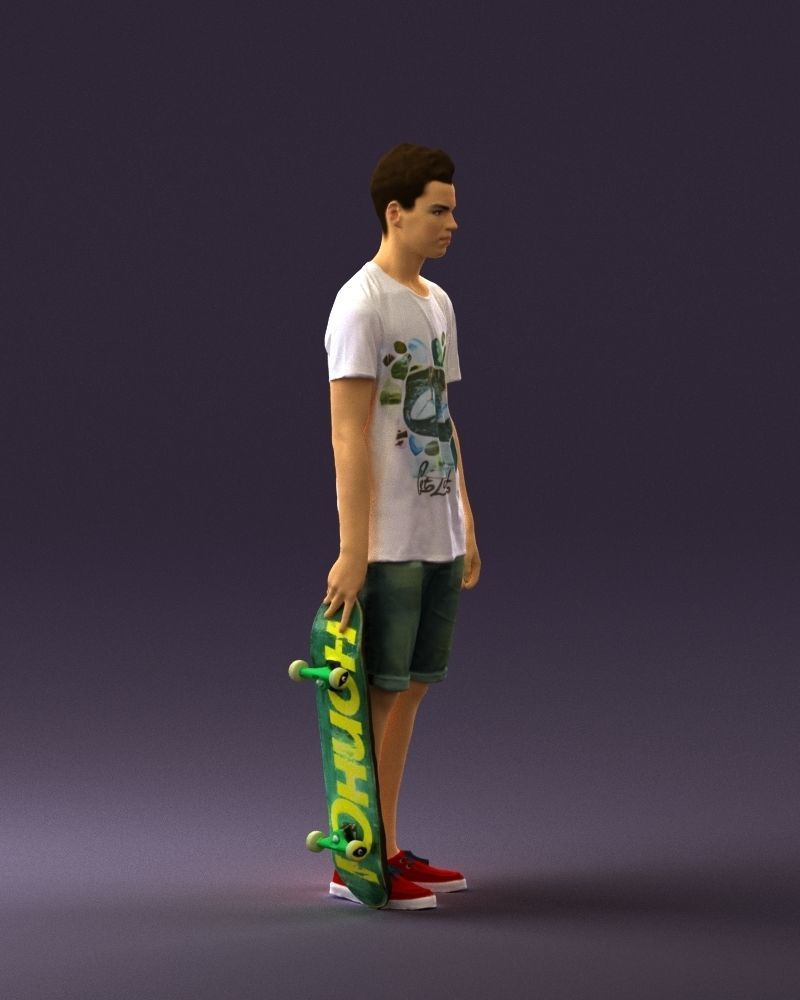 Junior with skateboard 0795 3D model_9