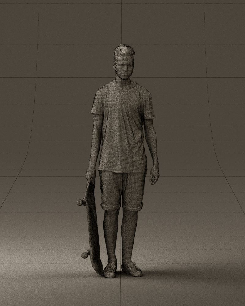 Junior with skateboard 0795 3D model_2