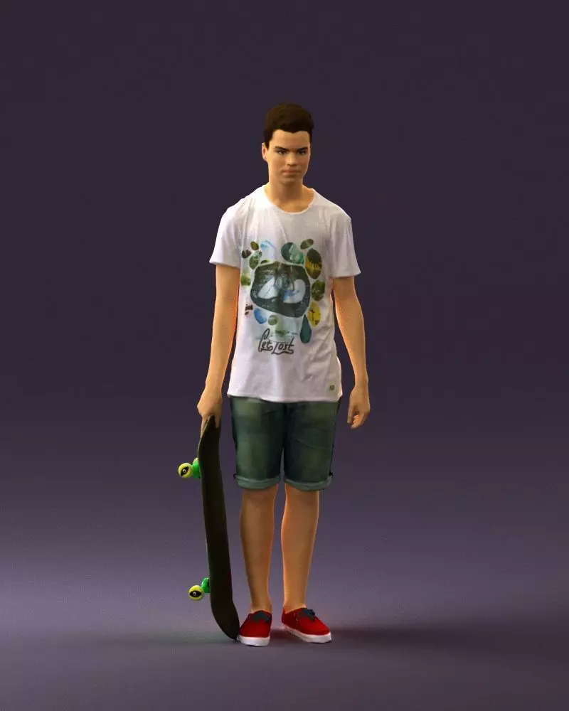 Junior with skateboard 0795 3D model_0