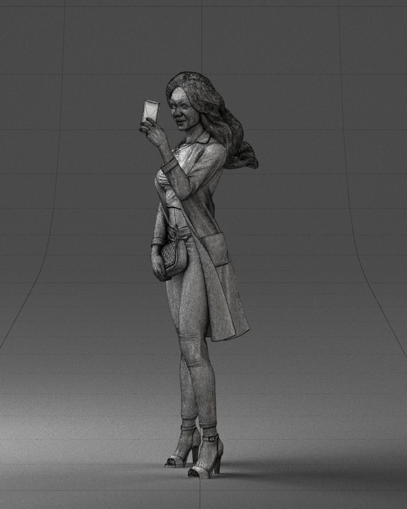 000132 Stylish Woman Taking a Selfie 3D model_5