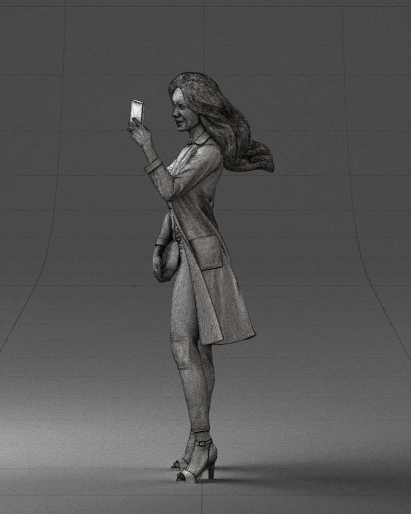 000132 Stylish Woman Taking a Selfie 3D model_2