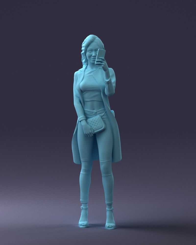 000132 Stylish Woman Taking a Selfie 3D model_7