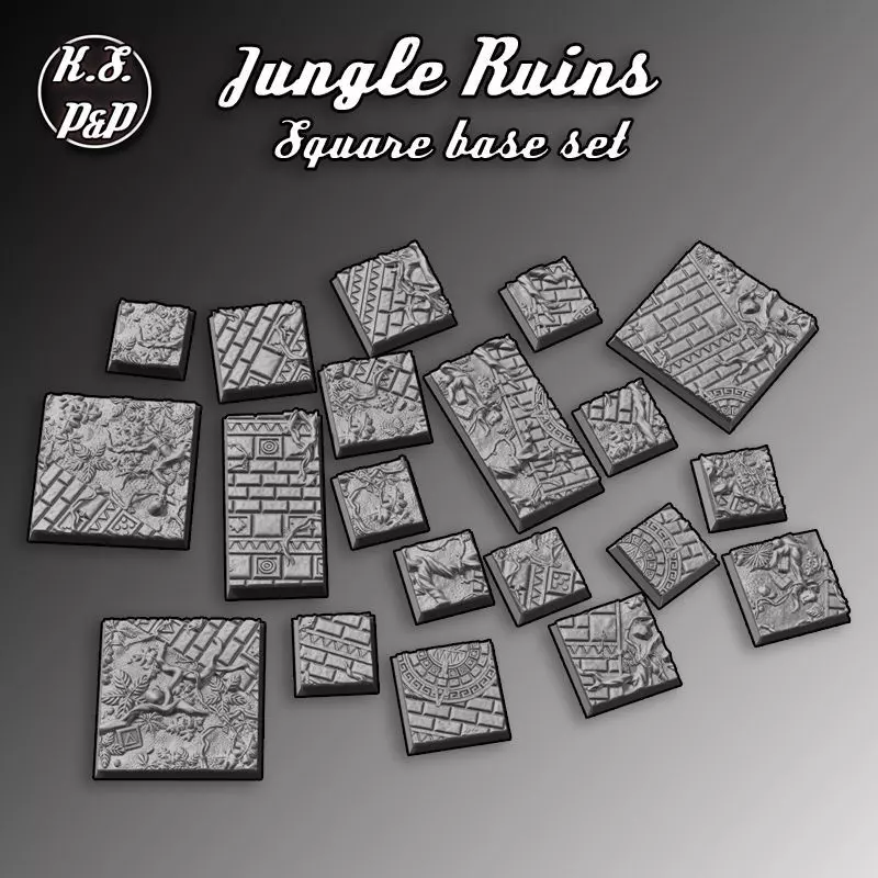 JUNGLE RUINS - SQUARE BASE SET 3D print model_0