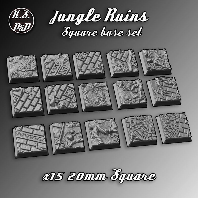 JUNGLE RUINS - SQUARE BASE SET 3D print model_1