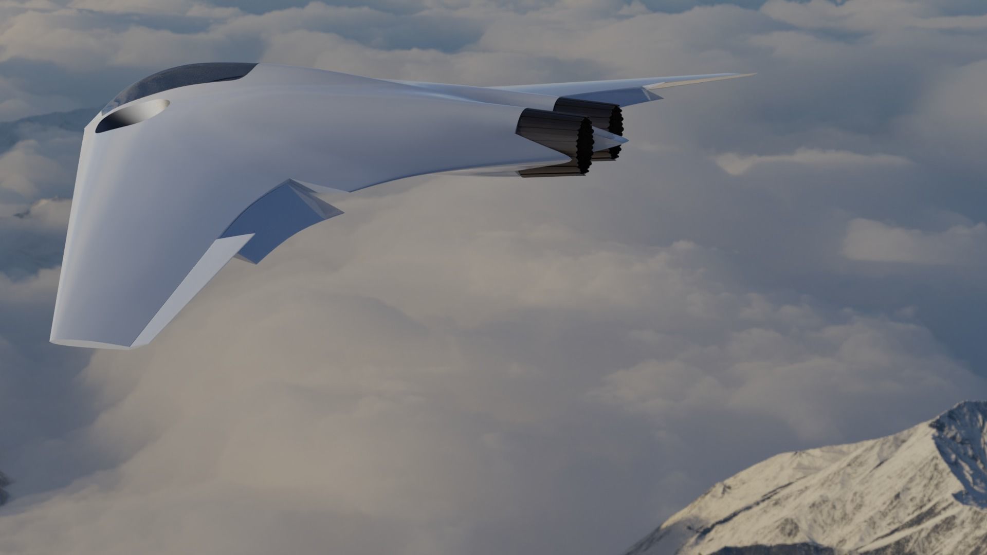 Sci-Fi Flying Wing Free 3D model_2