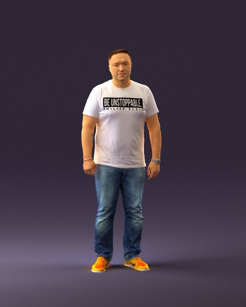 Man in white shirt be unstopable 0877 3D Print Ready 3D print model_13