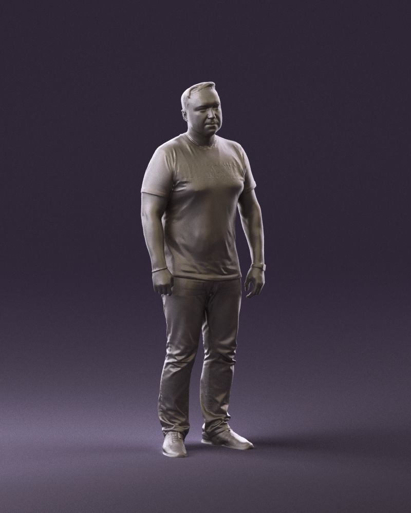 Man in white shirt be unstopable 0877 3D Print Ready 3D print model_2