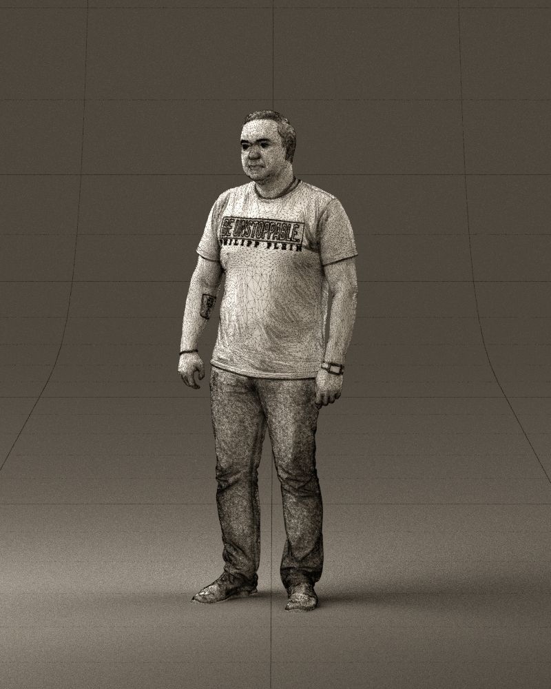 Man in white shirt be unstopable 0877 3D Print Ready 3D print model_34