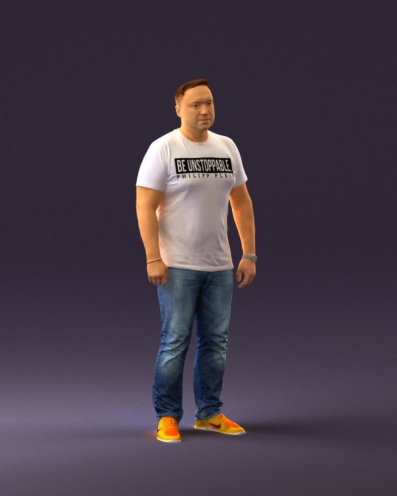 Man in white shirt be unstopable 0877 3D Print Ready 3D print model_14