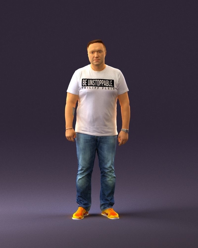 Man in white shirt be unstopable 0877 3D Print Ready 3D print model_12