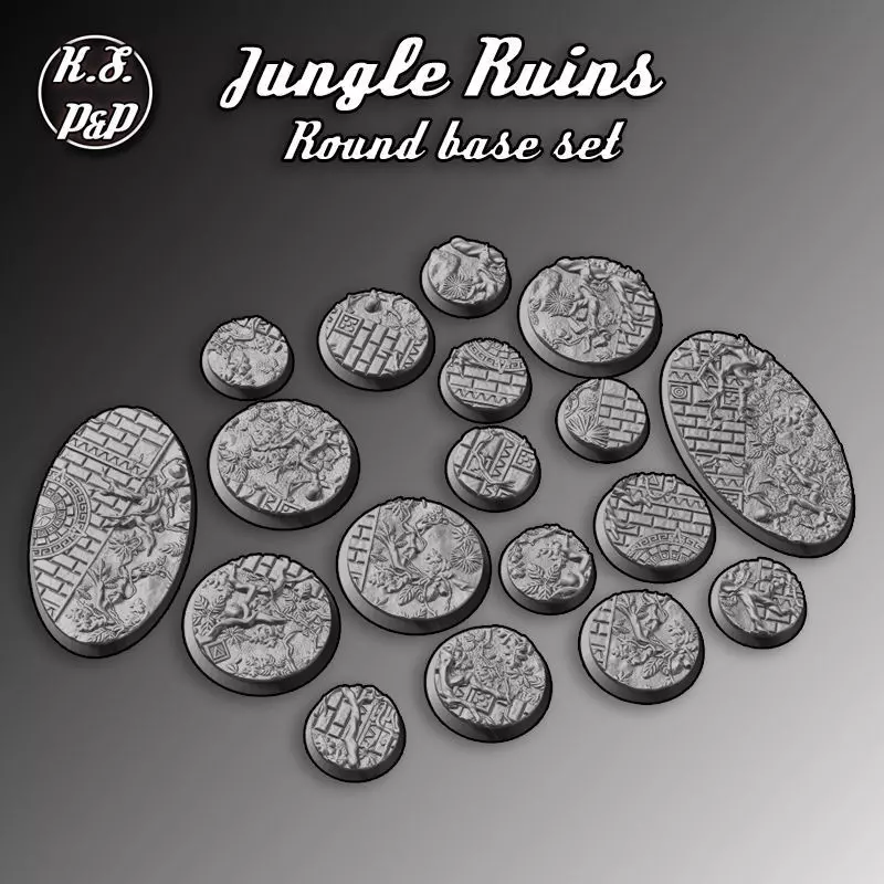 JUNGLE RUINS - ROUND BASE SET 3D print model_0