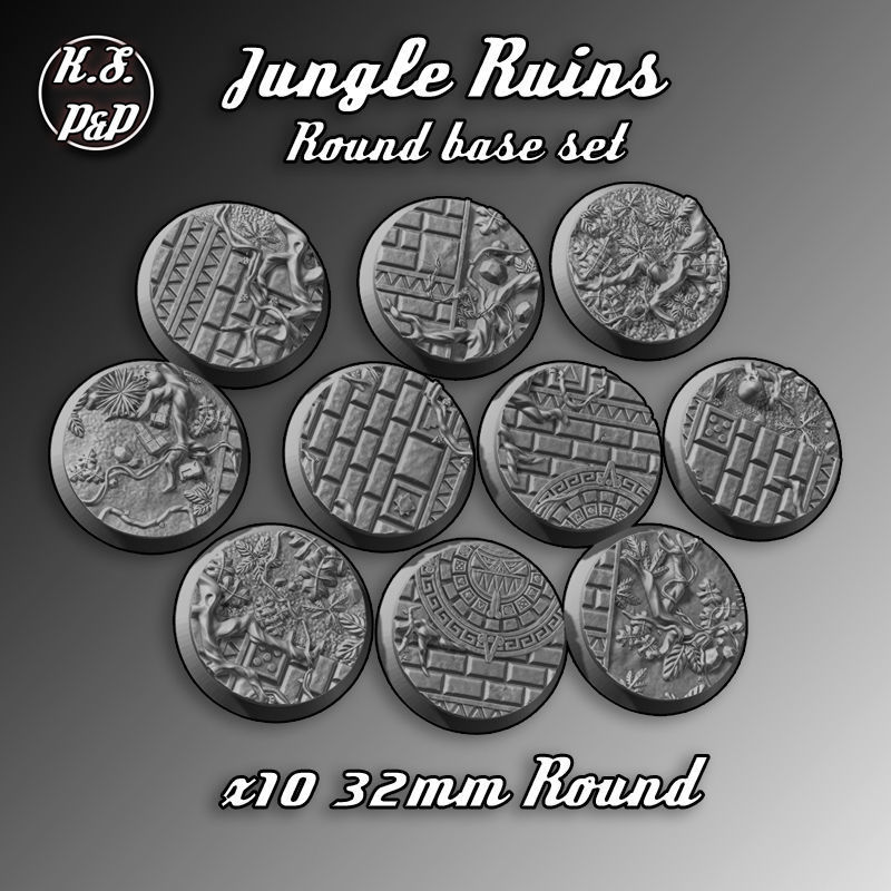 JUNGLE RUINS - ROUND BASE SET 3D print model_2