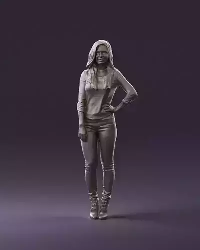 Smilin Woman in stripped whiteand red blouse 0881 3D Print Ready