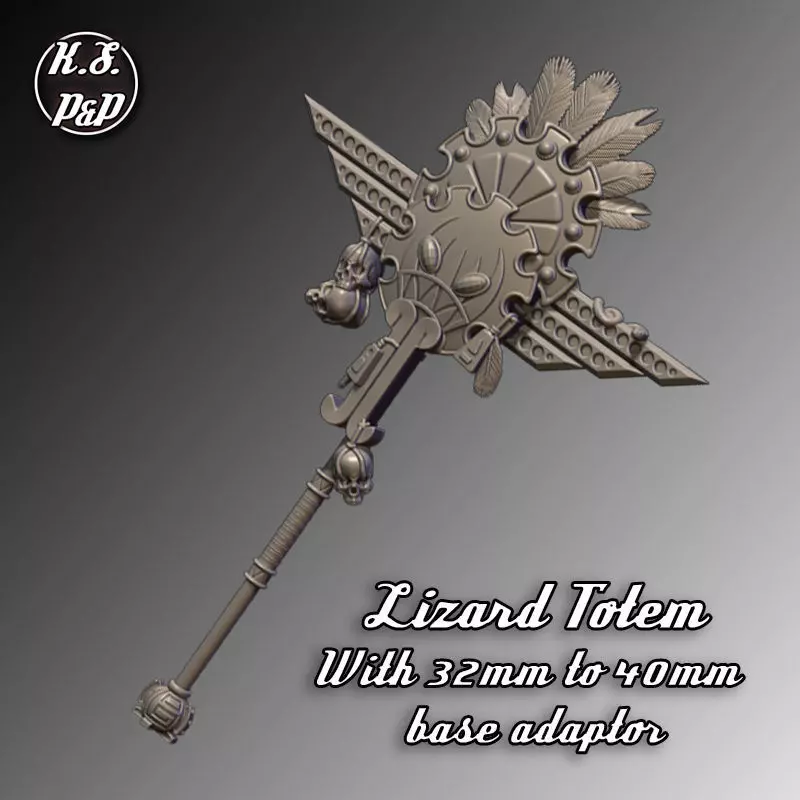 LIZARD TOTEM - FREE MODEL WITH 32MM TO 40MM BASE ADAPTOR Free 3D print model