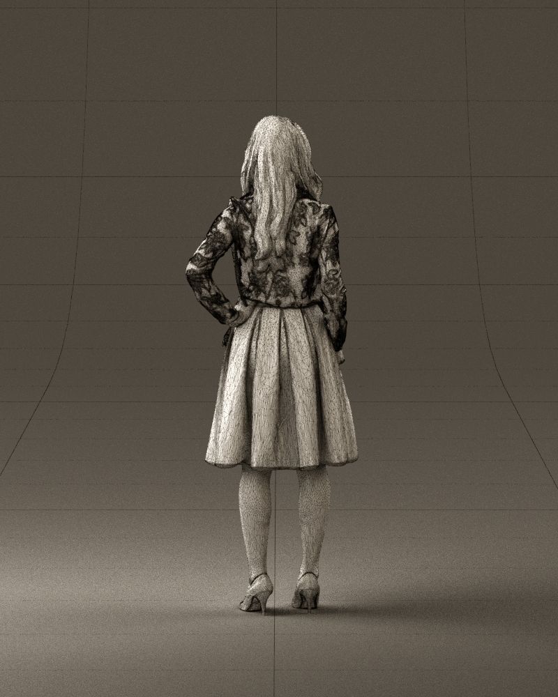 Woman in beige dress red and blue scarf 0903 3D Print Ready 3D print model_30