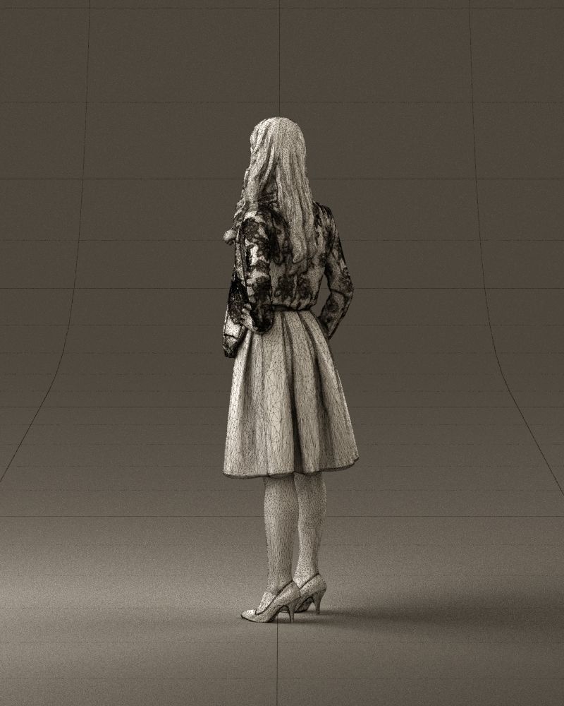 Woman in beige dress red and blue scarf 0903 3D Print Ready 3D print model_31