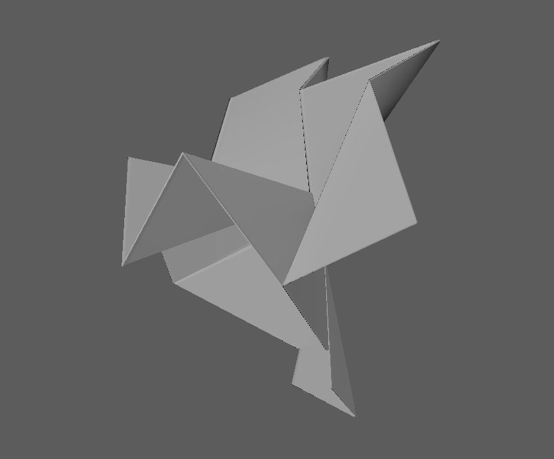 Origami bird model Low-poly 3D model_4