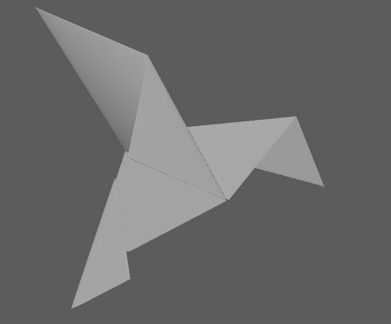Origami bird model Low-poly 3D model_2