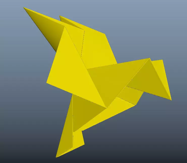 Origami bird model Low-poly 3D model_0