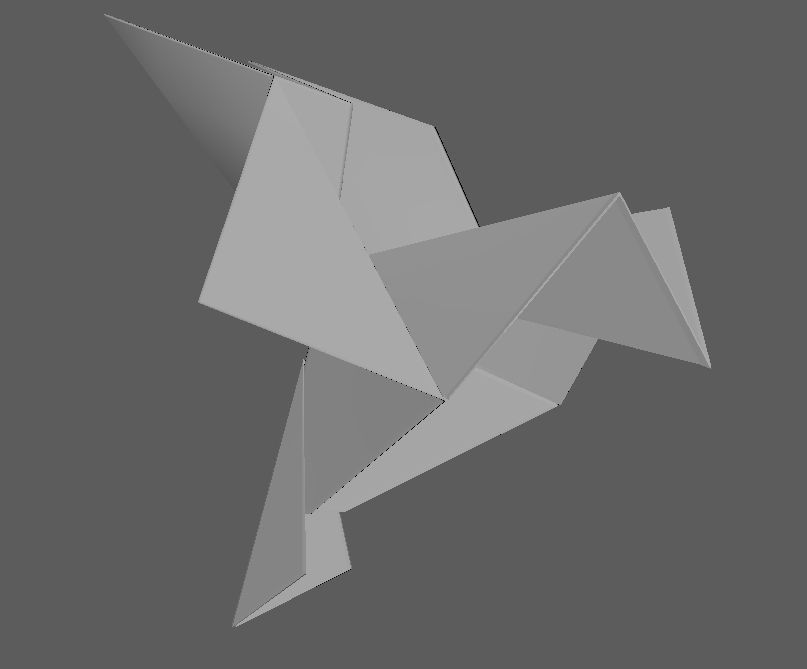 Origami bird model Low-poly 3D model_1