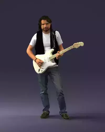 000454 Realistic Male Guitarist Character 3d print