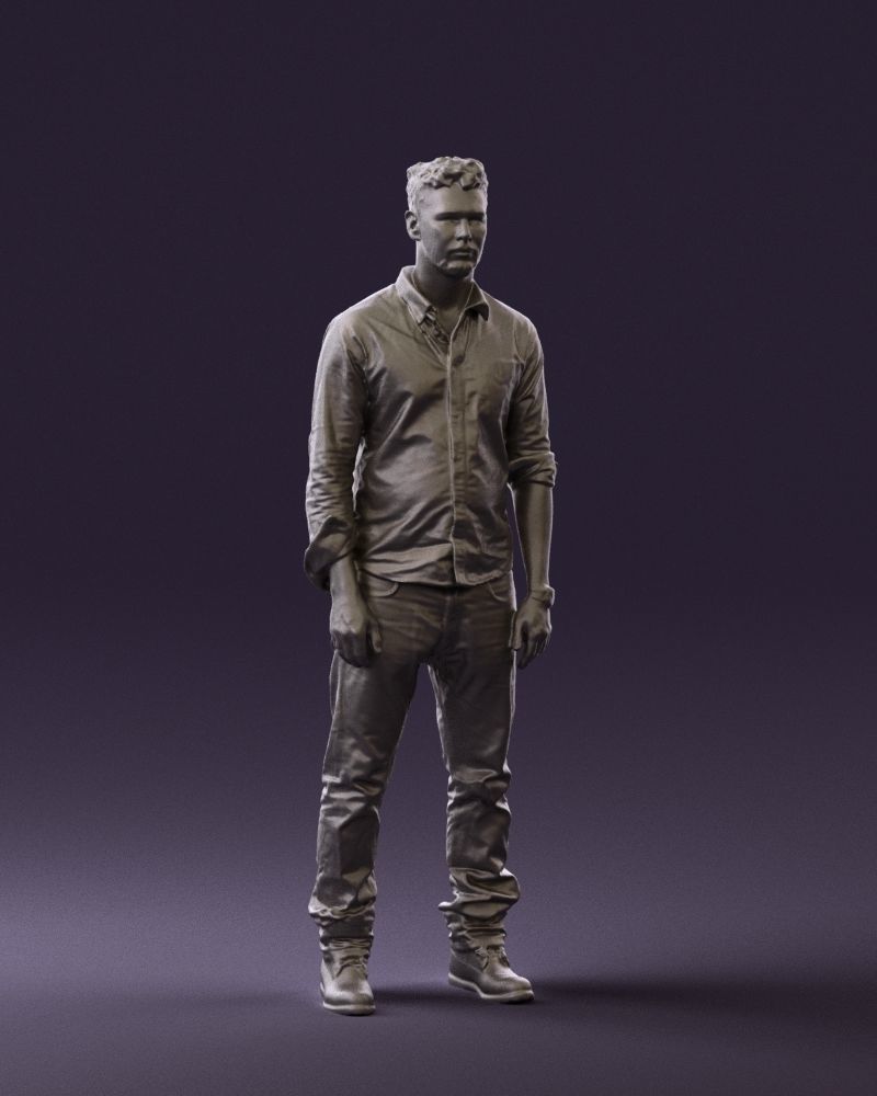 Man in blue top white jeans 0437 3D model_1