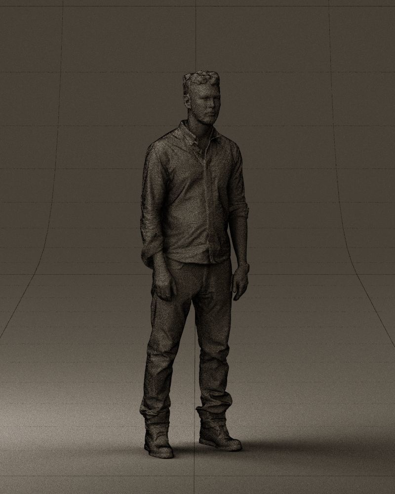 Man in blue top white jeans 0437 3D model_5