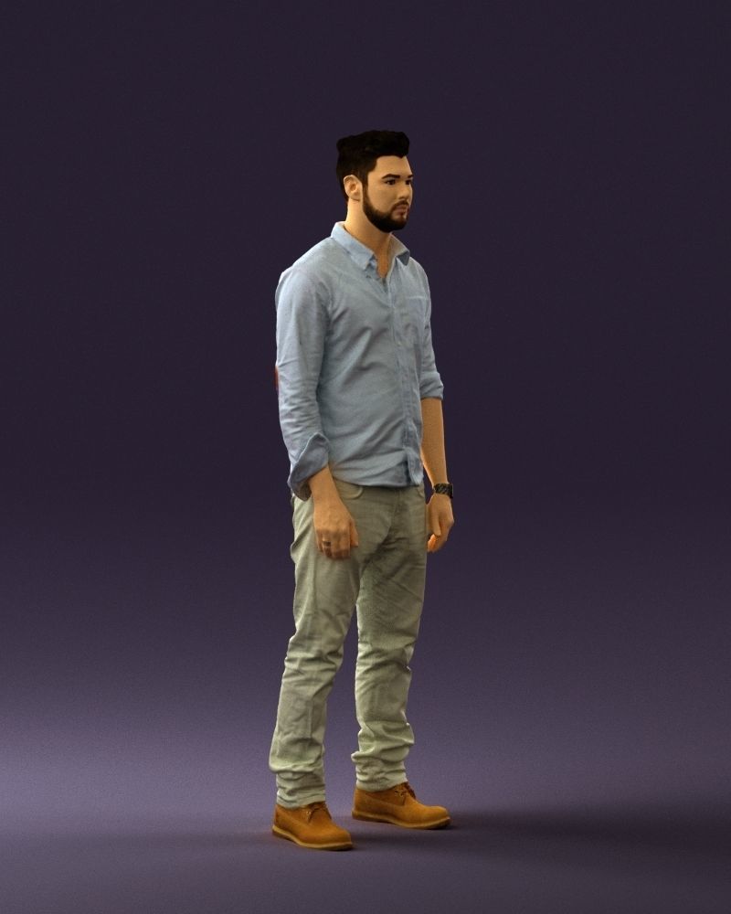 Man in blue top white jeans 0437 3D model_6