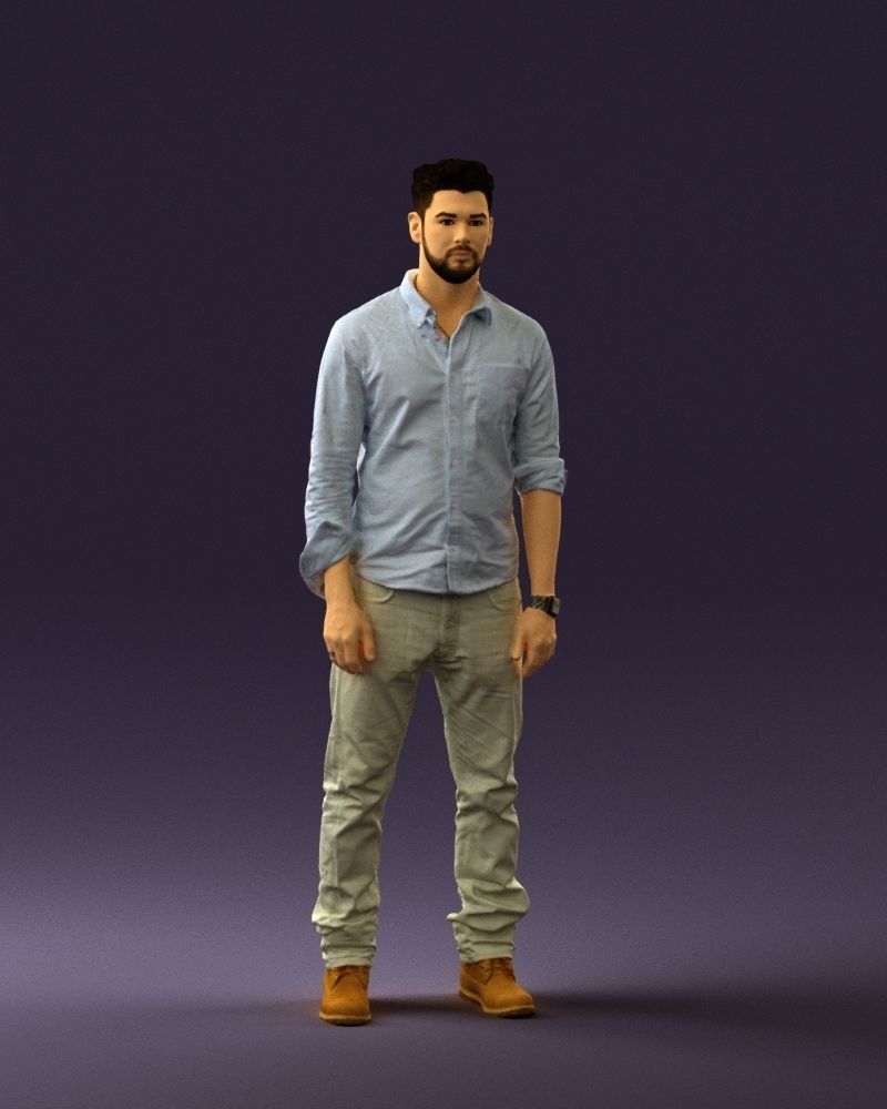 Man in blue top white jeans 0437 3D model_33