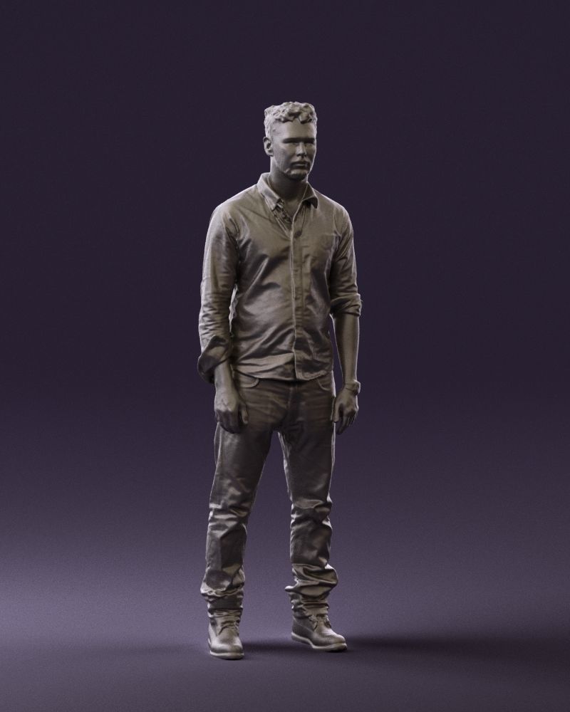 Man in blue top white jeans 0437 3D model_37